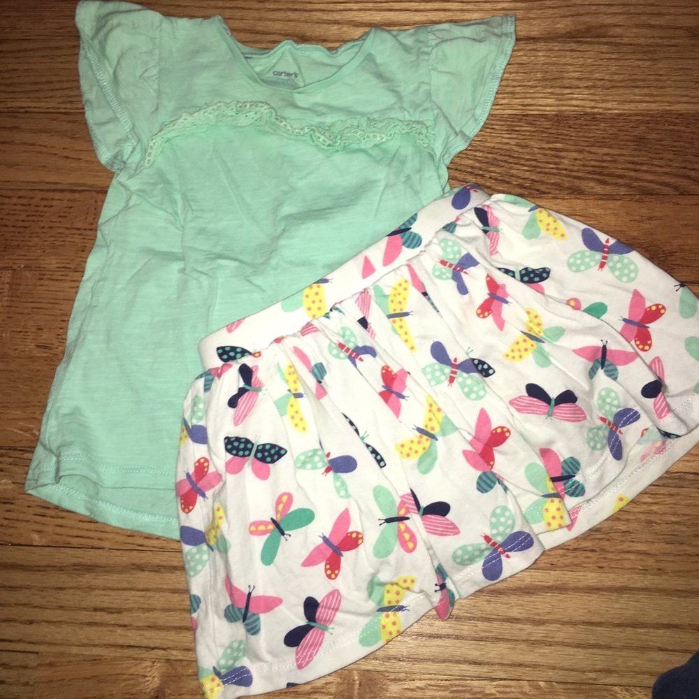 Carter’s butterfly skirt with matching tee